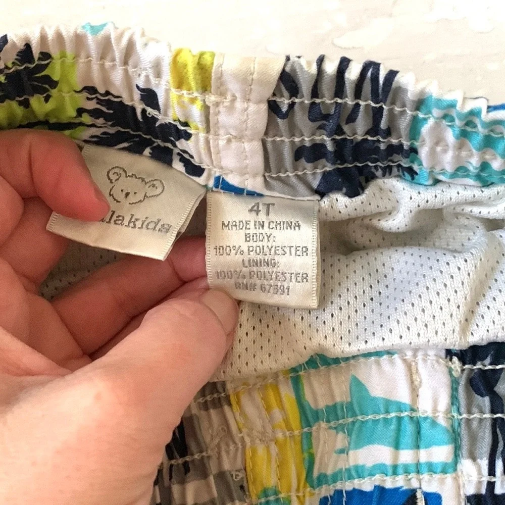 Boys 4T Swimsuit Swim Trunks Koala Kids Toddler Size 4 Blue Yellow Palm Trees
